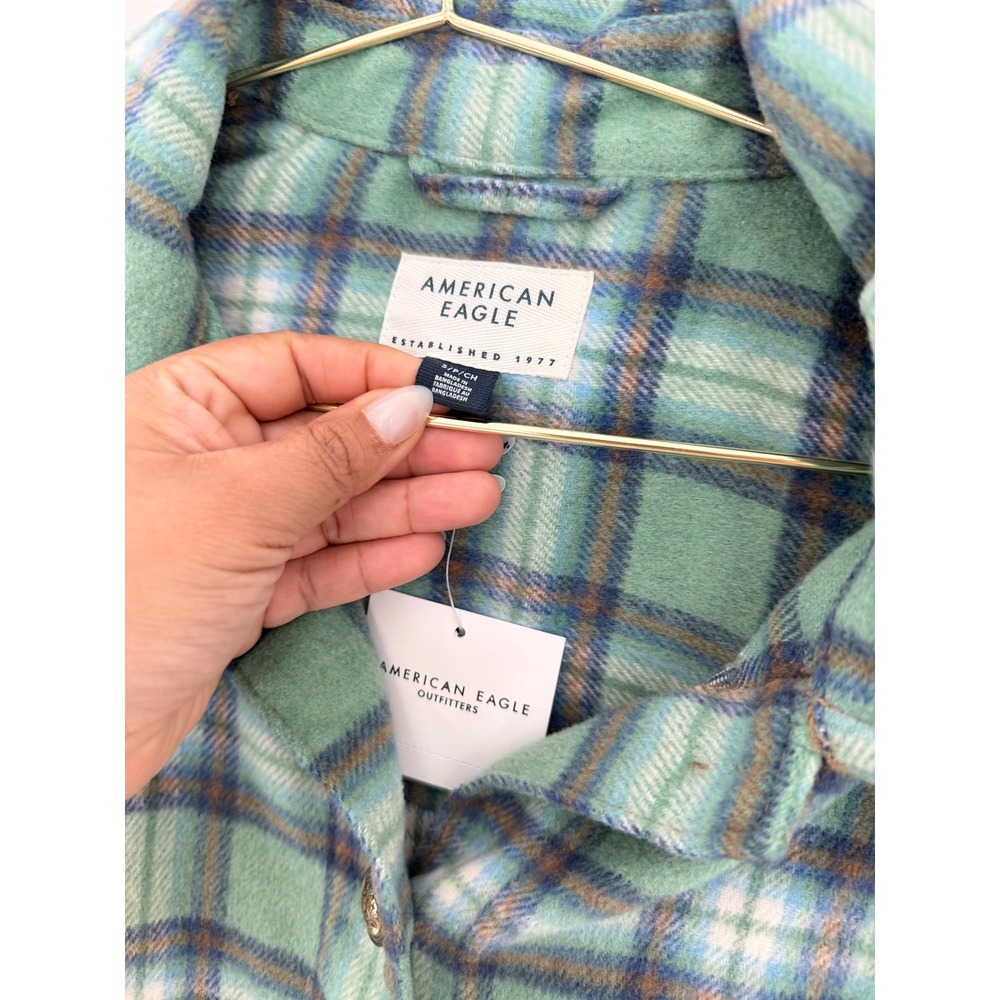 American Eagle Outfitters Plaid Flannel Shirt Shacket Button Up Size S NWT - Picture 5 of 7